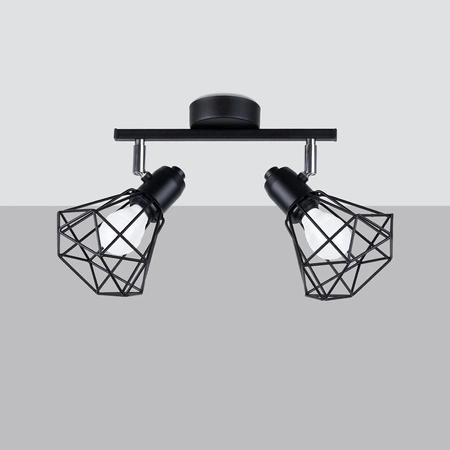 Lampa Sufitowa Listwa Oświetleniowa 2x E14 Żyrandol Geometryczna Geometryczna Czarna Nowoczesna Artemis Sollux