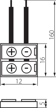 20x Złączka do Taśmy Jednostronna z Przewodem LED Spinka 2PIN 1.2cm 12V CONNECTOR Kanlux