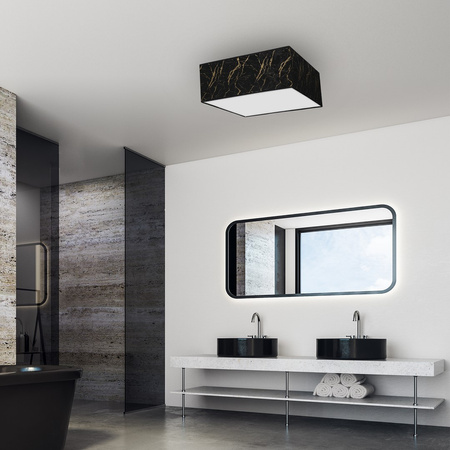 Plafon LED Lampa Sufitowa SENSO Czarna Złota Kwadrat 3xE27 Milagro