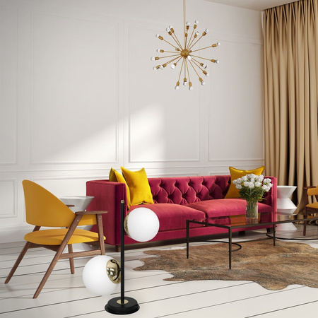 Lampa Stołowa SPARTA Czarna Złota 2xE14 Biurkowa Nocna Milagro