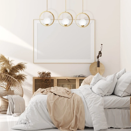 Lampa wisząca VIENNA 3xE14 Mosiądz Obręcz Geometryczne Elegancka MLP5574 Milagro Metal + Szkło