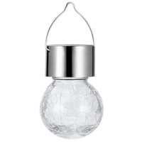 Lampa ogrodowa LED solarna wisząca KULKA LED szklana srebrna efekt pękniętego szkła