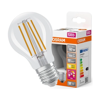 Żarówka LED E27 A60 7W = 60W 806lm 2200-2700K Ciepła 320° Filament Ściemnialna OSRAM Superstar 