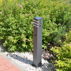 Lampa Ogrodowa Zewnętrzna TEKSAS 74 E27 IP44 Czujnik Słupek Grafitowa GOLDLUX (Polux)