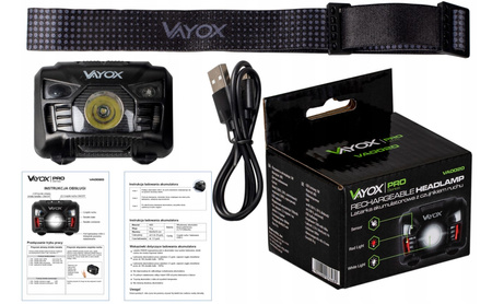 Latarka Czołowa LED Akumulatorowa z czujnikiem ruchu XM-L Q5 3W VA0020 VAYOX