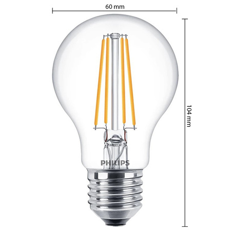 Żarówka LED E27 A60 7W = 60W 806lm 2700K Ciepła Filament PHILIPS