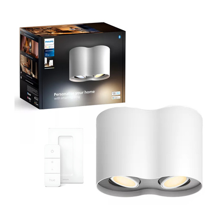 Oprawa Sufitowa Natynkowa LED Spot Pillar Biały 2x4.2W CCT PHILIPS HUE Bluetooth Zigbee + Przełącznik Dimmer Switch