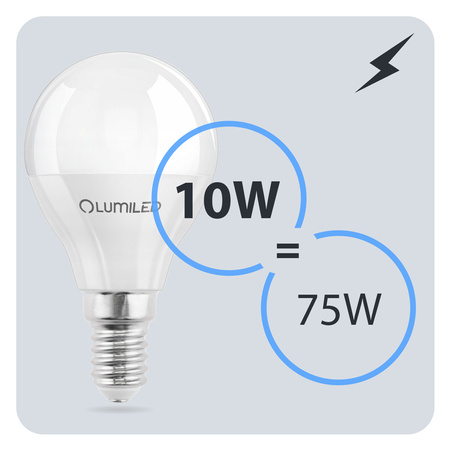 Żarówka LED E14 Kulka P45 10W = 75W 1055lm 6500K Zimna 180° LUMILED