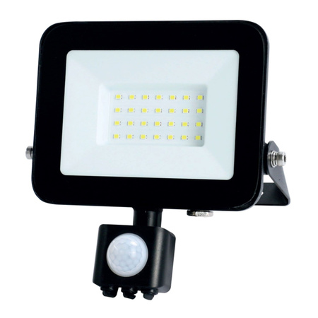Naświetlacz LED 30W 2100lm 3000K Czarny z Czujnikem ruchu i zmierzchu GOLDLUX (Polux)