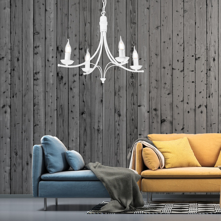 Lampa Wisząca Sufitowa LUCY 4xE14 Żyrandol Biała Klasyczna LM-4.153 Lamkur