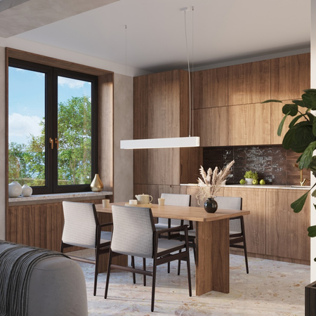 Lampa Sufitowa Wisząca Zwis G13 Żyrandol Geometryczna Biała Nowoczesna Spark Sollux