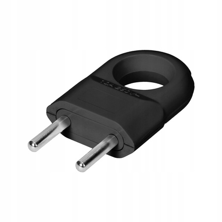 Wtyczka Elektryczna Euro Płaska 2P Wtyk z Uchem Uchwytem Czarny ORNO