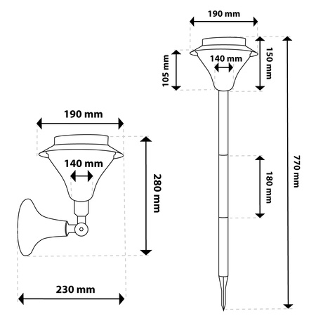 Lampa Solarna Ogrodowa LED Wbijana Słupek Ozdobna IP44 Latarnia 3w1