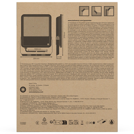 Naświetlacz LED Reflektor Zewnętrzny Lampa 165W 20000lm 4000K IP66 Czarny Z Czujnikiem Zmierzchu Floodlight Ledvance