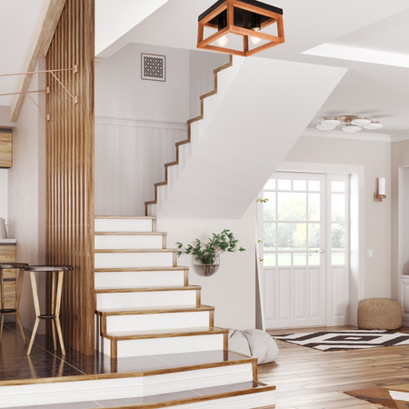 Lampa Sufitowa VILLY 2xE27 Czarna Drewniana LM - 2.175 Lamkur