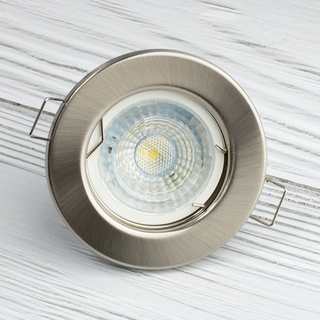 Oprawa HALOGENOWA Podtynkowa Stała Okrągła Satyna Blacha GU10 MR16