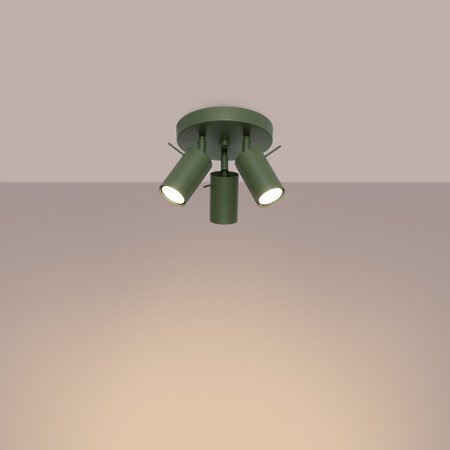 Lampa Sufitowa Plafon Tuba Spot 3x GU10 Oliwkowa Ring Bittersweet Shimmer SL.1503 Sollux