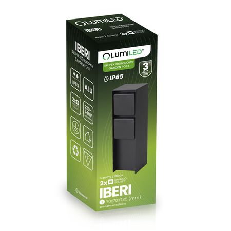 Słupek Ogrodowy IBERI Zewnętrzny Stojący 230V 2x Gniazdo Sieciowe IP65 LUMILED