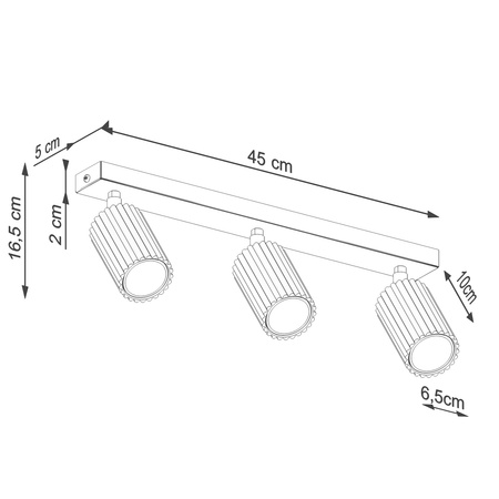 Lampa Sufitowa Reflektor 3x GU10 Aluminiowa Taupe Karbon Deep Space SL.1764 Sollux