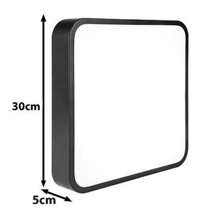 Plafon LED Lampa Sufitowa Ścienna Oprawa Kwadratowa 2640lm 30W 4000K IP22 Czarna