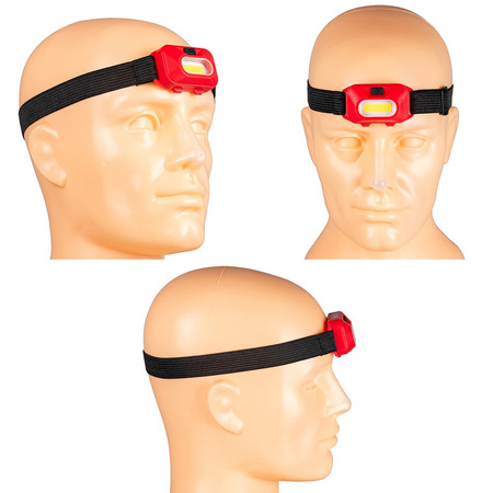 Latarka Czołowa Bateryjna Czerwona COB IP44 150lm VA0118 Vayox