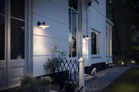 Kinkiet Ogrodowy Lampa Elewacyjna Zewnętrzna LATARNIA E27 IP44 Czarna Skua Philips