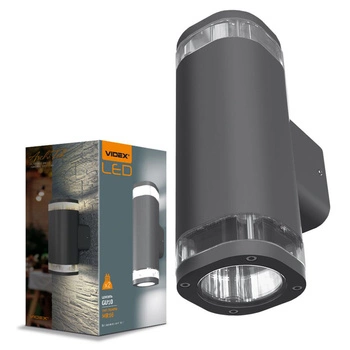 Kinkiet Ogrodowy Lampa Elewacyjna Zewnętrzna IP54 2x GU10 Szara BRUNO Videx