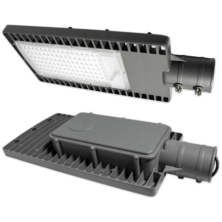 Lampa Uliczna SOLARNA oprawa LED Szara 120W 6000K Zimna 9500lm IP65 CZUJNIK ZMIERZCHU z PILOTEM + UCHWYT