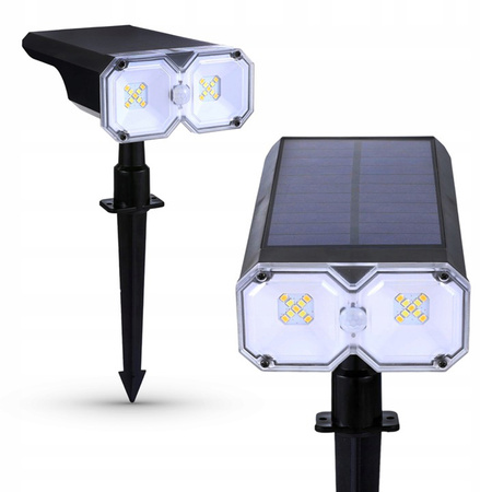 Lampa Ogrodowa LED Reflektor Solarna Wbijana IP44 2700K/6500K Czujnik Zmierzchu Zewnętrzna