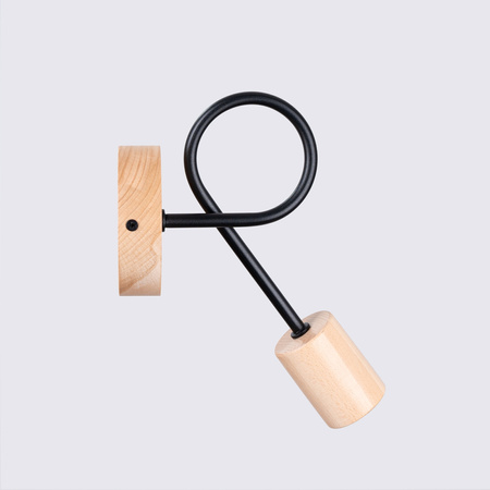 Lampa Ścienna Kinkiet 1x E27 Naturalne Drewno Czarna Ember Peach Puff SL.1476 Sollux