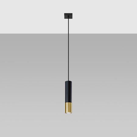 Lampa Sufitowa Oprawa Natynkowa SPOT TUBA GU10 Wisząca Zwis Tubularna Czarna Złota Nowoczesna Loopez Sollux