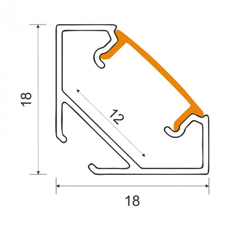 Profil Aluminiowy LED Narożny Natynkowy Biały 1m z Kloszem Przezroczystym do Taśm LED + Zaślepki seria R Ecolight