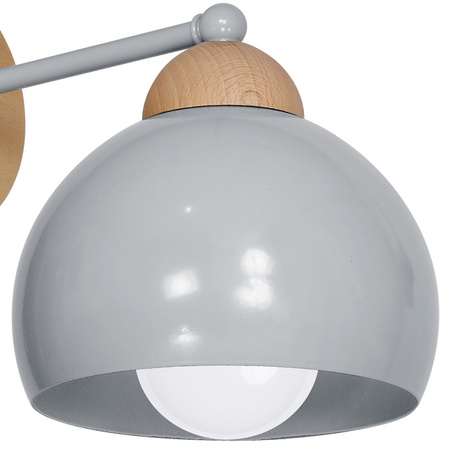 Kinkiet w stylu skandynawskim lampa ścienna MiLAGRO DAMA 1x E27 szara Drewno + metal
