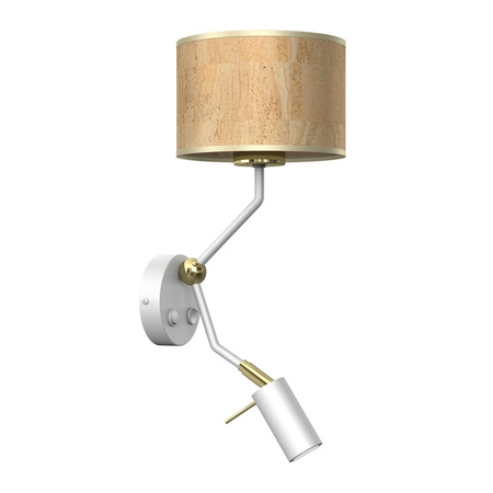 Lampa Ścienna Kinkiet CORK Biała Korek 1xE27 + Mini GU10 Milagro