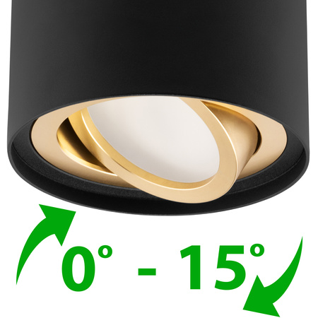 Oprawa Natynkowa HALOGENOWA Spot Tuba Ruchoma GU10 Okrągła Czarno-Złota 115mm AMAT-L LUMILED