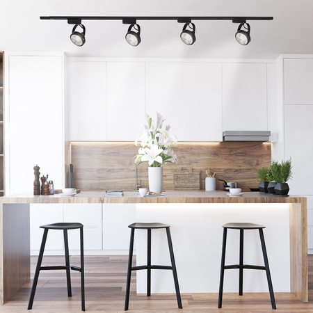 Zestaw Szyna Oświetleniowa Szynoprzewód 1m + 2x Reflektor Szynowy GU10 AR111 VICTUS Czarny