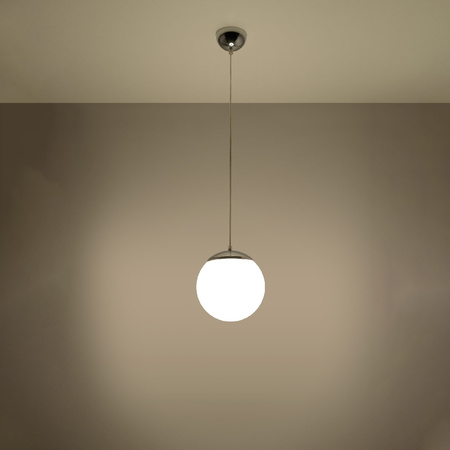 Lampa Sufitowa Wisząca Zwis Kula E27 Kulista Biała Chrom Minimalistyczna Ugo Sollux