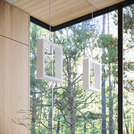 Lampa Sufitowa Wisząca Zwis E27 Żyrandol Kwadratowa Biała Skandynawska Aries Sollux