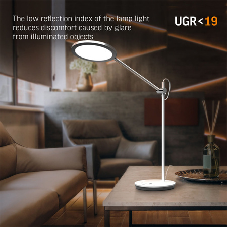 Lampka Biurkowa LED 20W 1450lm 4100K Neutralna CRI98 Biała Ściemnialna Videx