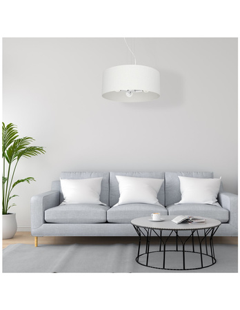 Lampa Wisząca Sufitowa ALBION Biała Tkanina 3xE27 Ø50cm Milagro