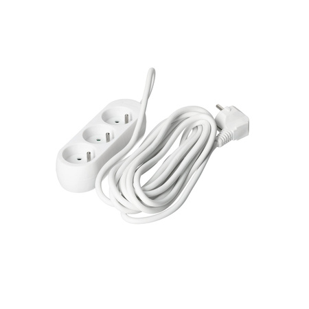 Przedłużacz Sieciowy Wtyk 3x Gniazdo z Uziemieniem Listwa Zasilająca 5m Biały Linea Kobi