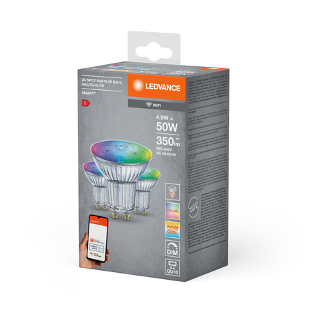 Żarówka LED GU10 Reflektor 4.9W = 50W 350lm CCT RGB Ściemnialna SMART+ WiFi Ledvance