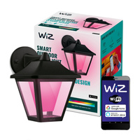 Kinkiet Ogrodowy LED Lampa Zewnętrzna 9.5W 600lm 2700-5000K RGB + TW Czarna Kwadratowa Inteligentna SMART WiFi Bluetooth Aplikacja WiZ