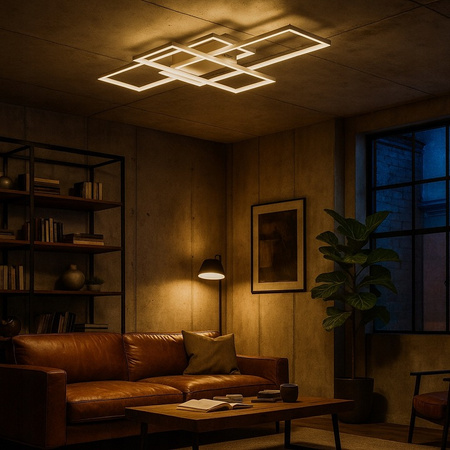 Lampa sufitowa geometryczna PLAFON LED żyrandol 130W 3000K-6500K biały + pilot