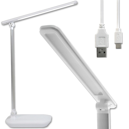 Lampka Biurkowa Nocna LED 5W CCT 3in1 3000-6000K Szkolna USB Biała