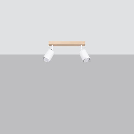 Lampa Sufitowa Oprawa Natynkowa SPOT TUBA Reflektor 2x GU10 Punktowa Ruchoma Tubularna Drewno Biała Nowoczesna Verdo Sollux