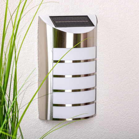 Lampa Ogrodowa LED elewacyjna solarna SAFFO chrom/biały 6000K zimna GOLDLUX (Polux)