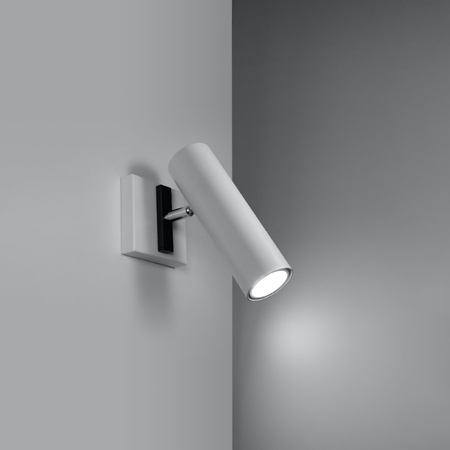 Lampa Ścienna Oprawa Natynkowa Kinkiet GU10 SPOT TUBA Reflektor Ruchoma Tubularna Biała Nowoczesna Direzione Sollux