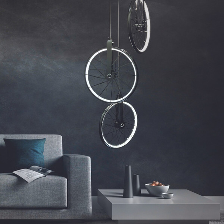 Kultowa LAMPA wisząca, SUFITOWA LED 3x BICYKL 33W 3000K chrom GOLDLUX (Polux)