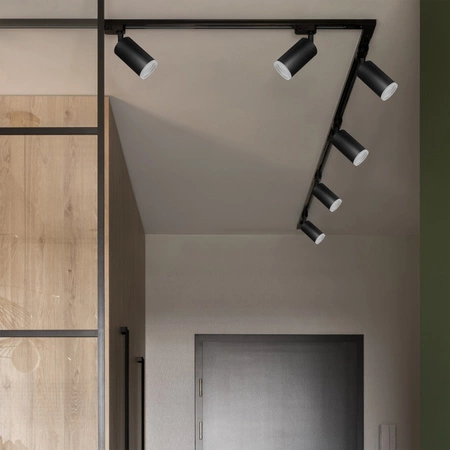 Zestaw Szynowy Szynoprzewód Szyna Listwa 1-Fazowa + 6x Reflektor GU10 Czarna LONDON Sanico Goldlux